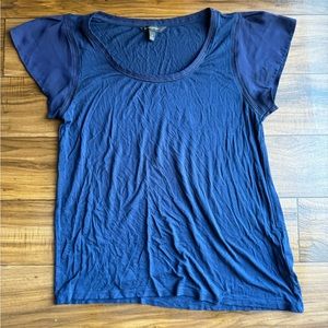 Blue top with chiffon sleeves